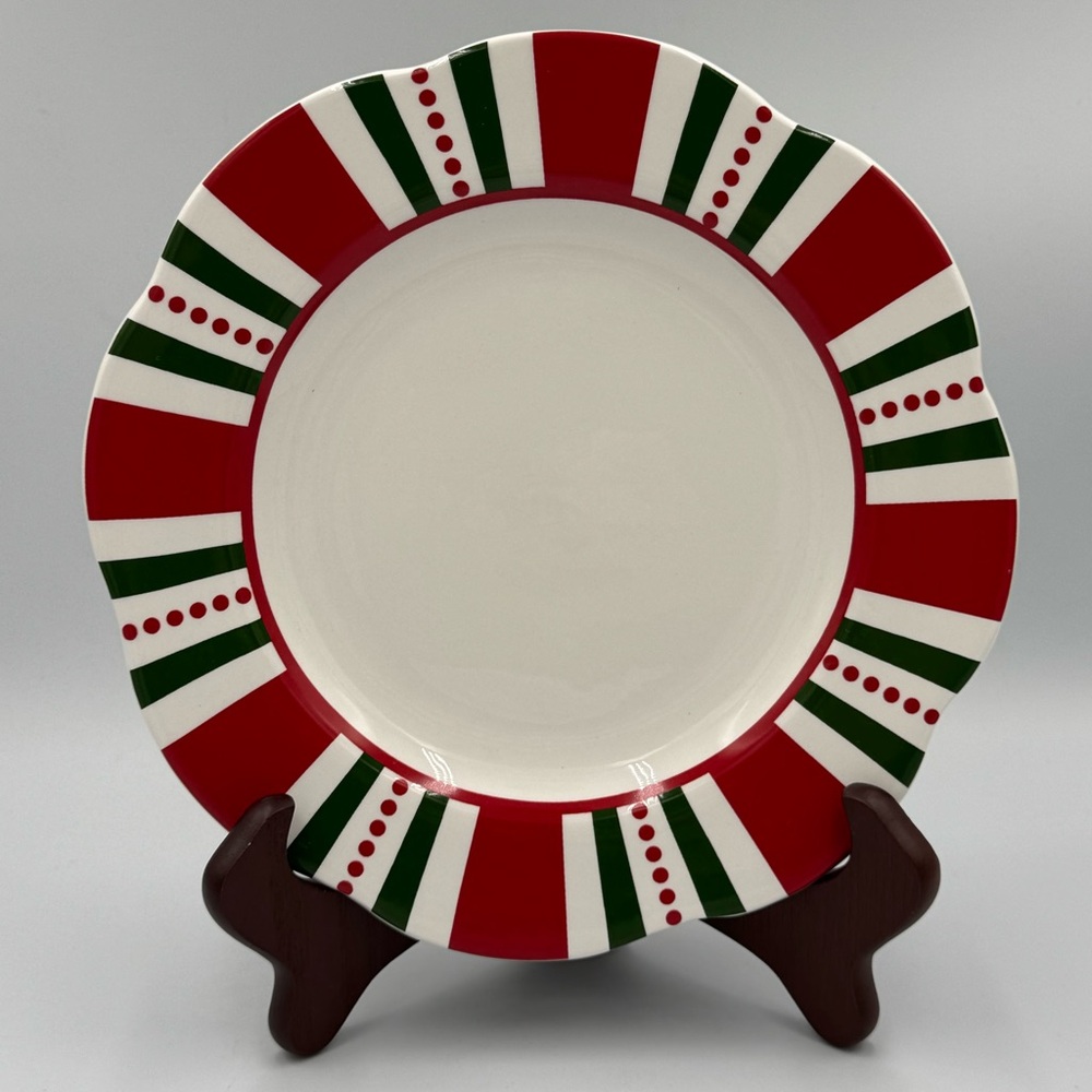 Pier 1 “Christmas Stripe” Ironstone Salad Plate